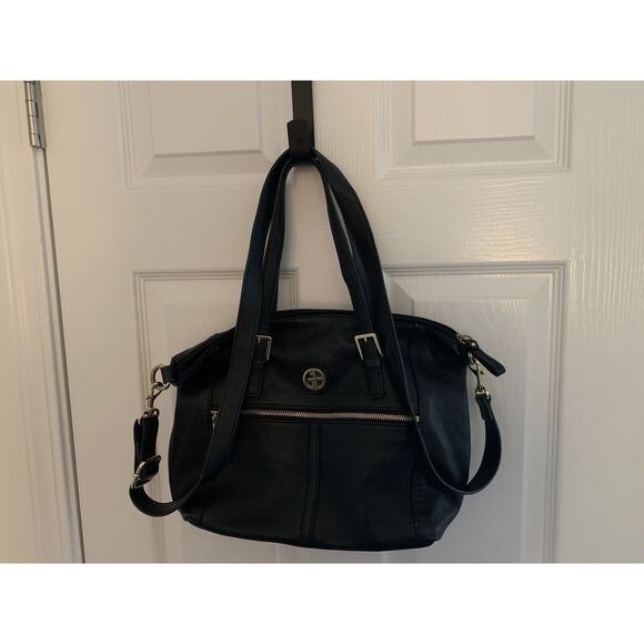 Giani Bernini Black Leather Crossbody Purse Gold Hardware - Picture 1 of 6